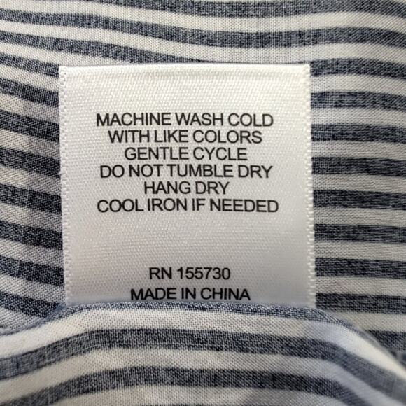 Jane and Delancey navy & white striped rayon button-front shirt, size XL - Picture 8 of 11